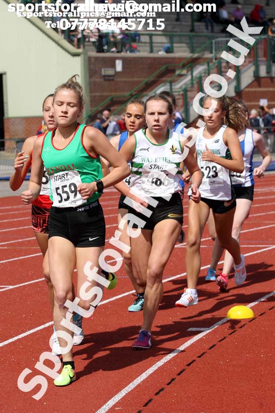 Womens under-17s 1500 metres, 2018 Northern Under-17s/U-15s/U-13s Champs., Wavertree Athletics Centre, Liverpool. Photo: David T. Hewitson/Sports for All Pics